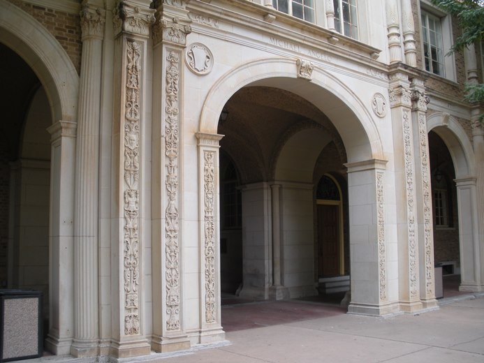 Original façade of the Administration Building south and east of Math, across Memorial Circle, finished in 1925