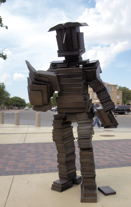 Bookman by musician, artist, and Lubbock native son Terry Allen at the northwest side of the Student Union