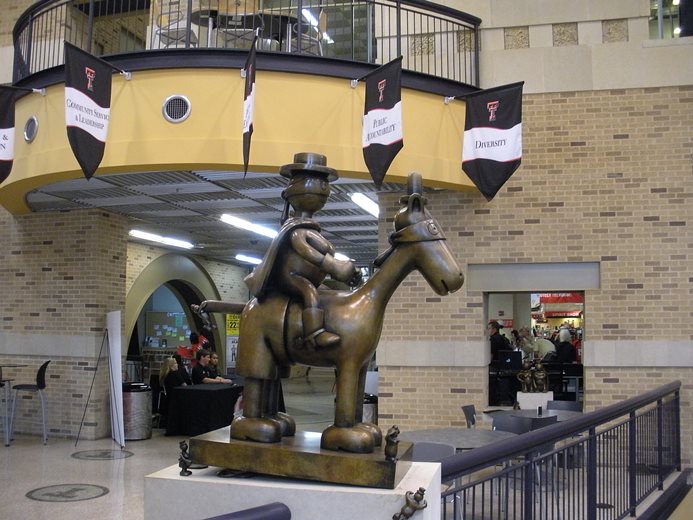 Masked Rider by Tom Otterness, in the northwest portion of the Student Union