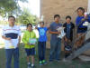 PREP students posing with their egg drop projects.