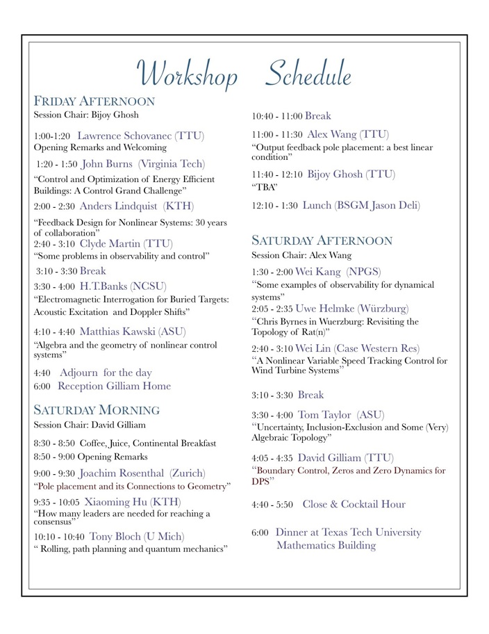 Conference Schedule
