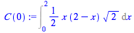 Int(`+`(`*`(`/`(1, 2), `*`(x, `*`(`+`(2, `-`(x)), `*`(`^`(2, `/`(1, 2))))))), x = 0 .. 2)
