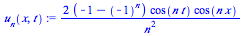 `+`(`/`(`*`(2, `*`(`+`(`-`(1), `-`(`^`(-1, n))), `*`(cos(`*`(n, `*`(t))), `*`(cos(`*`(n, `*`(x))))))), `*`(`^`(n, 2))))