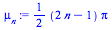 `+`(`*`(`/`(1, 2), `*`(`+`(`*`(2, `*`(n)), `-`(1)), `*`(Pi))))